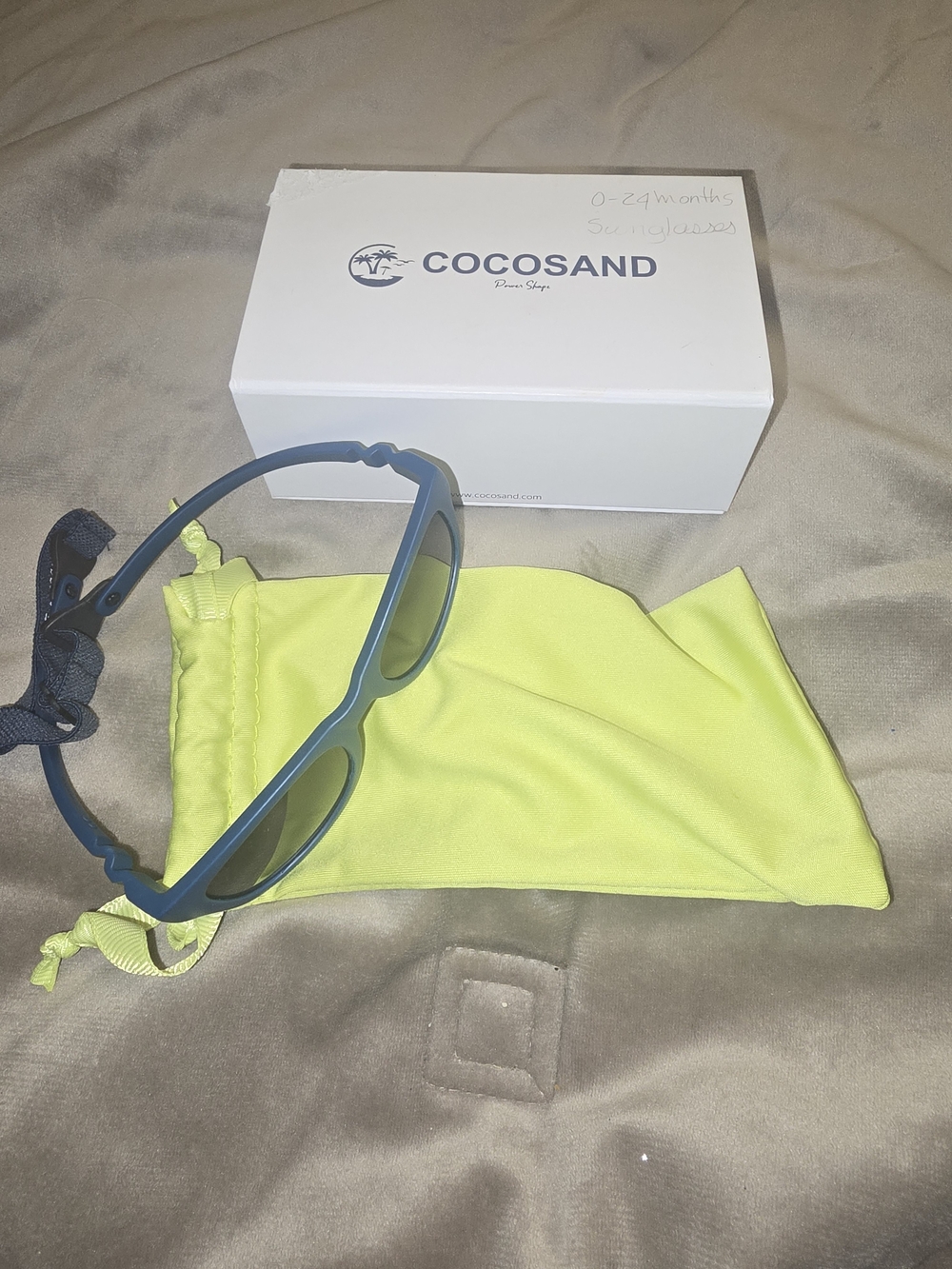 Kids Blue Sunglasses with Neon Yellow Pouch